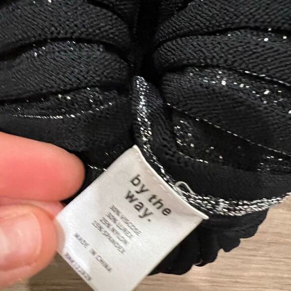 (NWT) By the Way Women's Silver Black Metallic Ribbed Bodycon Dress Size Small - Picture 3 of 4